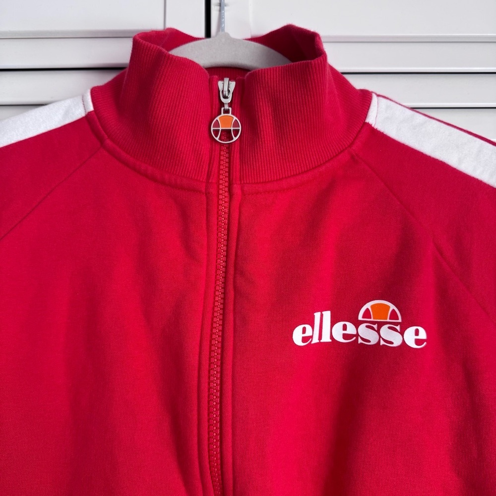 Ellesse Alagna Track Jacket Zip Up Crop Sweatshirt Red 90's Inspired Medium - Picture 3 of 10